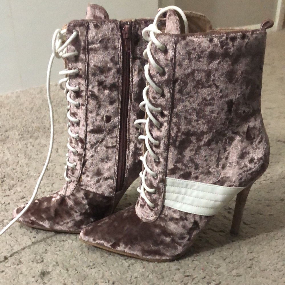 Suede Muave Booties - Size 7